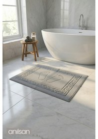 Resim Antrasit Greek Ayak Havlusu - 50x70 Cm, 245 Gr, %100 Pamuk, Spa Ve Otel Banyo Paspası, Günlük Kullanıma Antrasit 