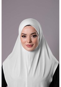 Resim Hürrem Bone Krem Pratik Hazır Geçmeli Tesettür Eşarp Sandy Kumaş Düz Hijab 2308 40 