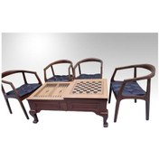 Resim Bengimobilya Orta Sehpa Tavla -Satranç Model Kayın Aslan Parlak Ceviz 4 Adet 