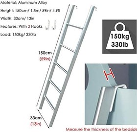 Resim Yatak Odası Ranzası için Metal Merdiven RV Çatı Emniyet Kancası Çocuklar ve Yaşlılar için Tekne Tavan Arası Minibüs Siyah Renk (Boyut: 1,5 m/4,9 ft) 