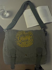 Resim Old Cotton Cargo Vintage Salaş Kaliteli Unisex Günlük Gezi Kamp Okul Postacı Omuz Çantası San Diego 32 Cm X 25 Cm Haki - Haki 