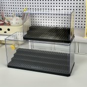 Resim Model Oyuncaklar için Şeffaf Akrilik Sergi Kutusu - Toz Geçirmez Depolama Kutusu Puzzle Küp Tasarımı ile, 3 Katlı Adım Kare Bireysel Şeffaf Oyuncak Blok Düzenleyici, Büyük/Orta Boy Mevcut 