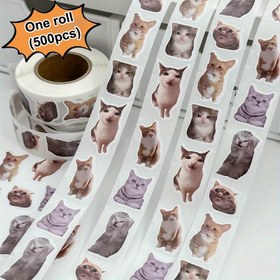 Resim 500 Sevimli Kedi Sticker | Kendinden Yapışkan, Parlak Yüzey, Hayvan Baskıları | DIY Kağıt Çıkartması, Su Şişeleri, Telefonlar ve Dizüstü Bilgisayarlar Süslemek için Mükemmel | Gençler ve Öğrenciler için Harika, Kedi Aksesuarları 