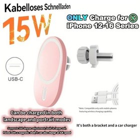 Resim Sunshine011 Pembe 15w Manyetik Araç Şarj Cihazı Hızlı Şarj İphone Uyumlu 360 Dönebilen Tek Elle Kullanım 