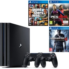 Resim Sony Playstation 4 Pro + 2.Dualshock + Ps4 Pes 19 + Ps4 Gta 5 + Ps4 Uncharted 4 
