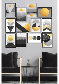 Resim Artavessa 12 Parça Siyah Çerçeve Görünümlü Mdf Tablo Seti - 12ARTAVESSA3 
