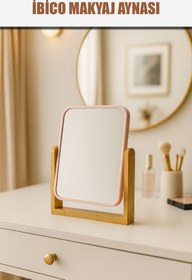 Resim İBİCO İ15-021 DİKDÖRTGENAHŞAP BAMBU AYAKLI MAKYAJ AYNASI - Mavi 