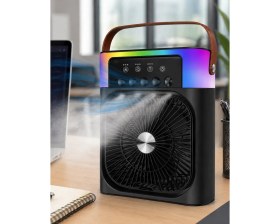 Resim Mini Klima Fan Buharlı Soğutucu Rgb LED Işıklı Taşınabilir Masaüstü Fan 