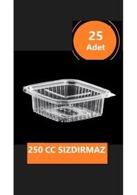 Resim Sızdırmaz Düz Kapaklı Şeffaf Plastik Kap 250 Cc Kapasiteli, 25 Adet, Gıda Saklama Ve Servis Kabı Şeffaf Gri 