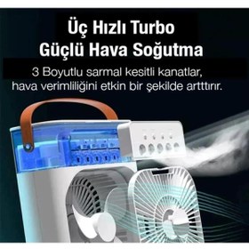 Resim AET Masaüstü Taşınabilir Buzlu Vantilatör Su Soğutmalı Led Işıklı Soğutucu Fan Aır Cooler Fan 