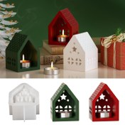 Resim 1 Adet Yeniden Kullanılabilir Silikon Reçine & Alçı Mumluk Kalıbı - Beş Köşeli Yıldız Pencere Tasarımı, Ev Dekoru için Çay Işıklığı Tutucu, El Yapımı Hediye Malzemesi (Yeşil/Beyaz/Kırmızı), Mini Mumluk 