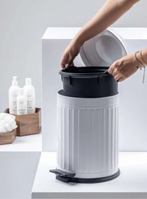 Resim Begin Power Vintage 16 Lt Yavaş Kapanır Kapaklı Ofis Mutfak Banyo Balkon Çöp Kovası Beyaz 