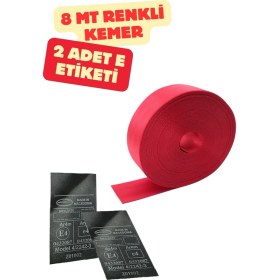 Resim Kırmızı Renk Emniyet Kemeri 8mt. (Etiket Hediyeli) 