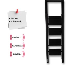 Resim Endokon Tutma Kollu Şık Alüminyum Merdiven 4 Basamaklı - Geniş Basamak, Kalın Profil 