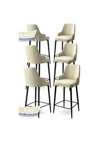 Resim Canisa Enox Serisi 6 Adet Krem Sandalye Mutfak Bar Sandalyesi Babyface Kumaş Siyah Metal Ayak Sandalyeler Krem Ayaklar Siyah 