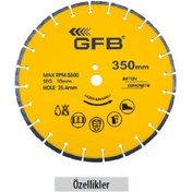Resim GFB Beton Kesme Testere Lazer Kaynaklı 300 x 25.4 x 10mm 