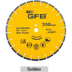 Resim GFB Beton Kesme Testere Lazer Kaynaklı 300 x 25.4 x 10mm 