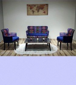 Resim Azra Aksesuar Çay Seti Oturma Grubu Oturma Takımı Koltuk Takımı Ahşap Mobilya Takımı Balkon Bahçe Mobilyası Mavi 