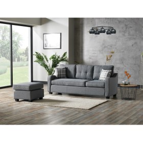 Resim Meşe Home Plus Kılıflı Torba Yaylı Keten Kumaş Fonksiyonel Çift Yönlü Köşe Takımı Gri 