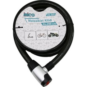 Resim Anahtarlı Metal Kaplama Kafaçek-It Kilit Kapakmotor - Bisiklet Kilit Çelik Telsiyah Şeffaf KILIF24MMX200CM (5250) 