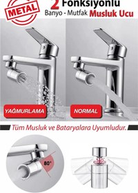Resim Tasarruflu Oynar Musluk Başlığı - Çift Fonksiyonlu Metal Musluk Ucu 
