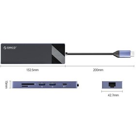 Resim Orico Type-C PD100W HDMI 4K@30Hz RJ45 SD TF 5Gbps Type-C 4 USB-A Portlu Hub Çoklayıcı 