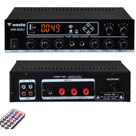 Resim Anfi 100w 2 Bölgeli Dijital Bluetooth Usb/mp3 Trafolu 220v Wm-605u 