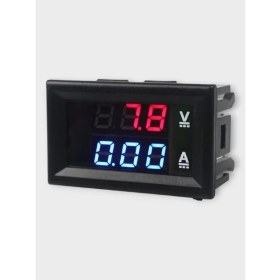 Resim Ecofast Dijital Dual Voltmetre Ampermetre Volt Akım Ölçer Dc 0-100V 10A Kırmızı-Mavi, Voltmetre, Ampermetre 
