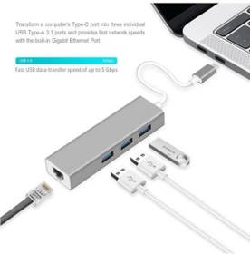 Resim DAYTONA FC-05G USB Type-C => 1RJ45 (GIGABIT)+3*USB 3.0PORT ÇEVİRİCİ 