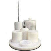 Resim Sipahi Marble Beyaz Mermer Krom Aparatlı 7'li Banyo Seti 