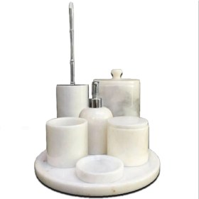 Resim Sipahi Marble Beyaz Mermer Krom Aparatlı 7'li Banyo Seti 