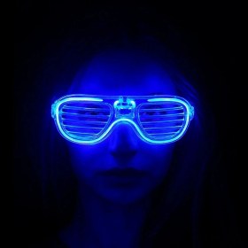 Resim Mavi LED Işıklı Parti Gözlüğü - Neon 3 Modlu 