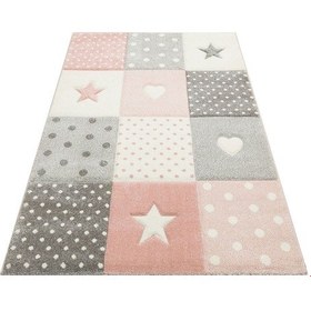 Resim Eko Halı Eko Kids Kds 05 Grey Pınk Hav Toz Vermez Çocuk Odası Halısı 