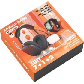Resim K32 Kombo 7 Adet Kordon Akıllı Saat Airpods Kulaklık Kafa Üstü Kablosuz Kulaklık Set - Siyah 