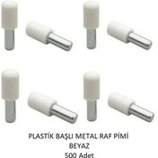 Resim Plastik Başlı Metal Raf Pimi, Beyaz 500 Adet Beyaz 
