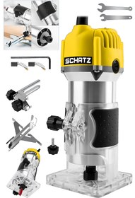 Resim Schatz 600W Bakır Sargılı 6 Kademe Devir Ayarlı Formika Traşlama Avuç Freze Makinesi 6 Mm Pens Sarı 