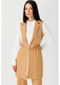 Resim Esswaap Aller Detaylı İnce Kemerli Yelek Pantolon Tunik Camel-camel Camel 