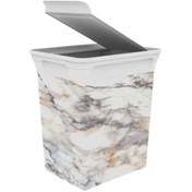 Resim EVGARAJ Dekoratif Çöp Kutusu Banyo Mutfak Çöp Kovası Marble 20lt 