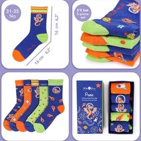 Resim Milk&Moo Ponix Çocuk 5'li Çorap Seti, 31-35 Numara, Yumuşak ve Eğlenceli Tasarım 