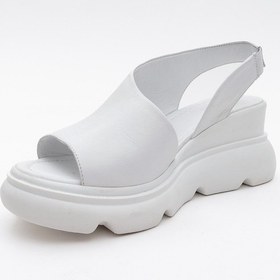 Resim Luvishoes Agusto Beyaz Cilt Hakiki Deri Kadın Dolgu Topuk Sandalet Beyaz 
