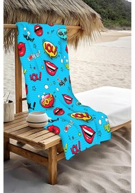 Resim Dijital Baskı Plaj Deniz Havlusu Modern Desenli Peştamal Hvl0174 Renkli 