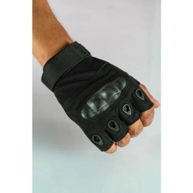 Resim Combat Tactical Outdoor Kesik Parmaksız Eldiven Asker Polis Dağcı Sporcu Bisikletçi Kemik Eldiveni 