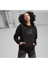 Resim Puma Ess+ Anımal Hoodie Fl Kadın Siyah Sweatshırt Siyah Siyah 