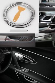 Resim Autowise Trim Fitili Oto Geçmeli Krom Gümüş Trim Fitili Süs 5 Metre Nikelajlı 