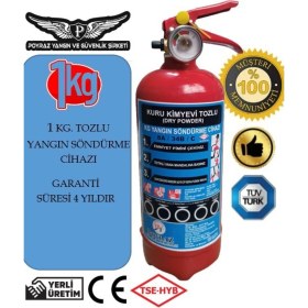 Resim Poyraz 1 kg ABC Kuru Kimyevi Tozlu Araç Tipi Yangın Söndürücü – TSE ve CE Belgeli, Yüksek Performanslı Güvenli Kullanım 
