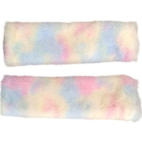 Resim Peluş Seyahat Emniyet Kemer Pedi Kılıfı 2'li Gökkuşağı 