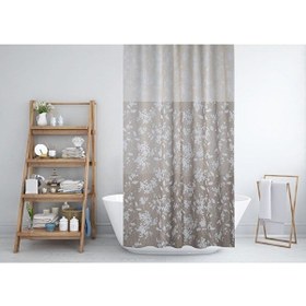 Resim Polyester Kumaş Kahverengi Çiçekli Büyük Ölçü Banyo Perdesi 180x2 Çok Renkli 