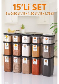 Resim Ny Home Etiketli 15'li Antrasit Ekonomik Kırılmaz Saklama Kabı Seti Antrasit 