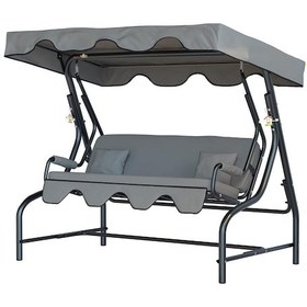 Resim Bahçe Salıncağı 3 Kişilik Metal Salıncak Gümbet Koruma Kılıfı Hediye Ay Grisi 