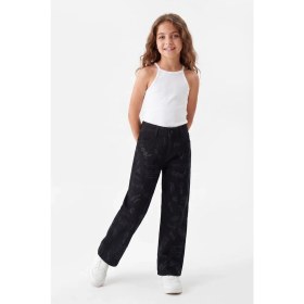 Resim Joy Kids Kız Çocuk Ispanyol Paça Desenli Kot Pantolon (7-11YAŞ) (Siyah) 